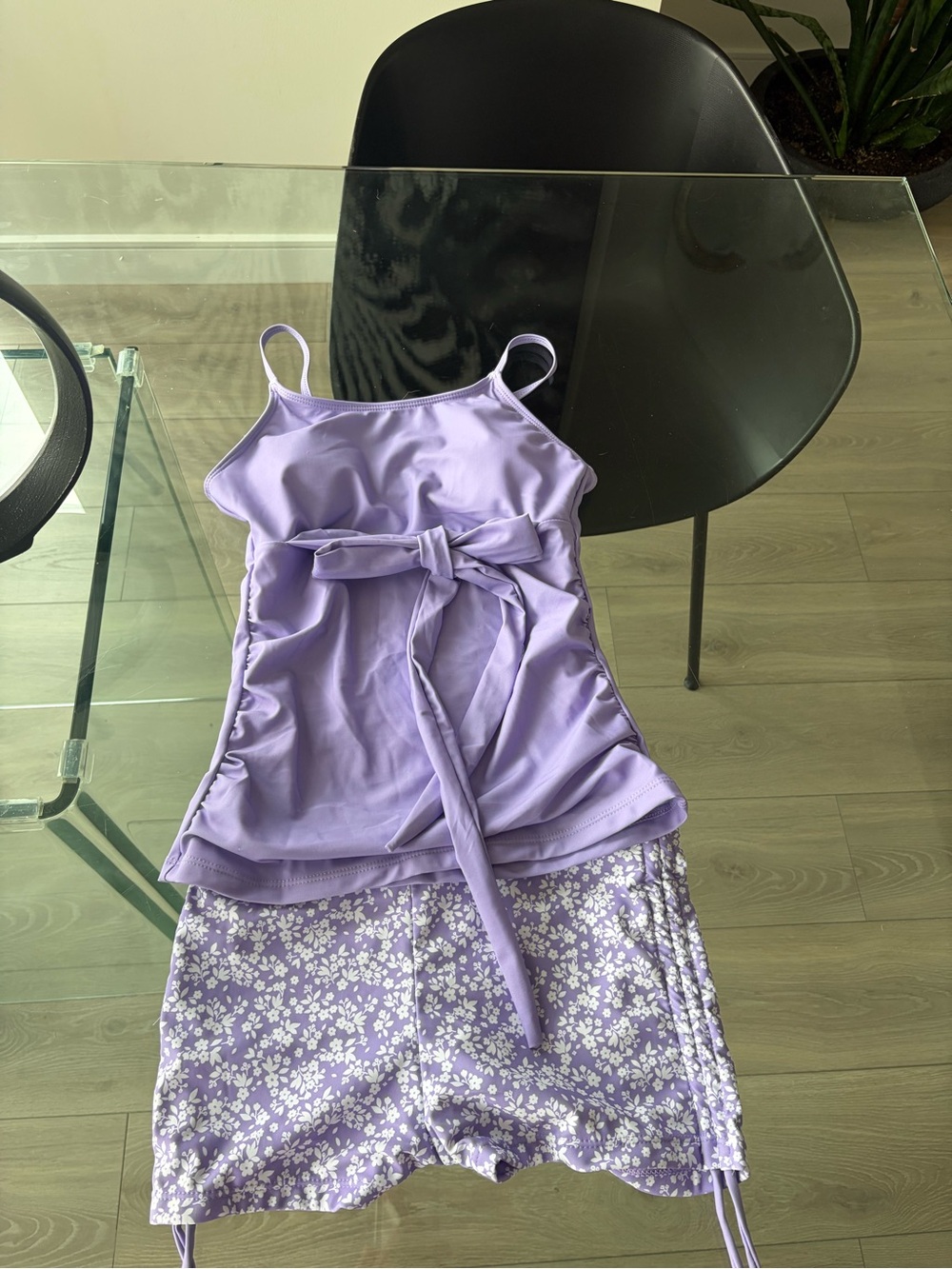 Girl’s  Lavender Floral Sleep Set with Tie Waist
